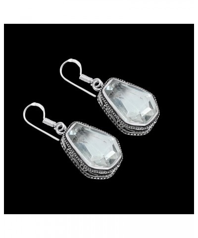 Silver Plated Earring | Unique 4 cm cm Coffin Shape Gemstone Earring| Fashion Jewelry for Women, Girls, and Gifts Coffin Whit...