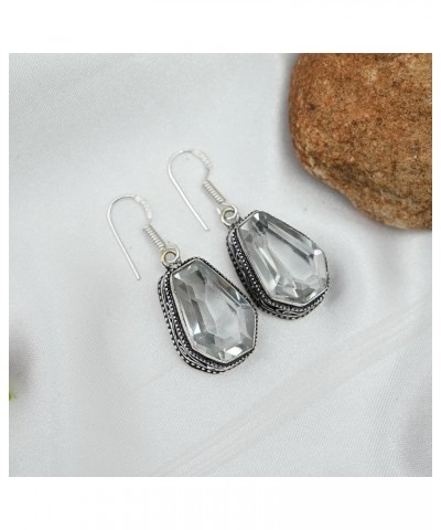 Silver Plated Earring | Unique 4 cm cm Coffin Shape Gemstone Earring| Fashion Jewelry for Women, Girls, and Gifts Coffin Whit...