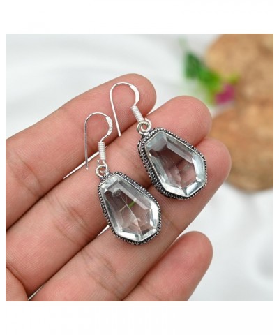 Silver Plated Earring | Unique 4 cm cm Coffin Shape Gemstone Earring| Fashion Jewelry for Women, Girls, and Gifts Coffin Whit...