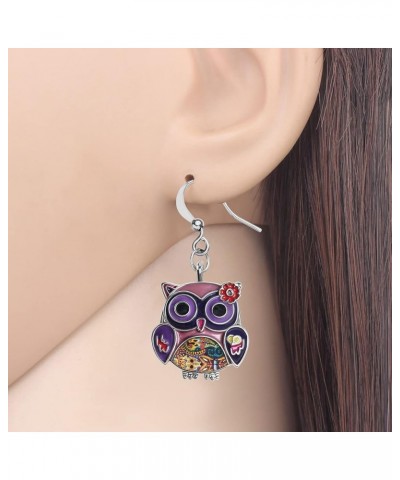 Sweet Enamel Dangle Owl Earrings for Women Girls Jewelry Gifts Novelty Funny Charms Purple $7.64 Earrings