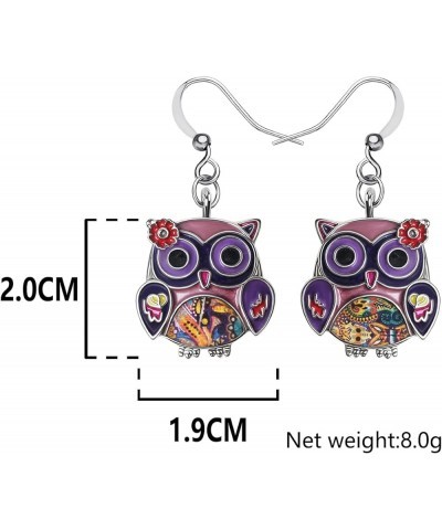 Sweet Enamel Dangle Owl Earrings for Women Girls Jewelry Gifts Novelty Funny Charms Purple $7.64 Earrings