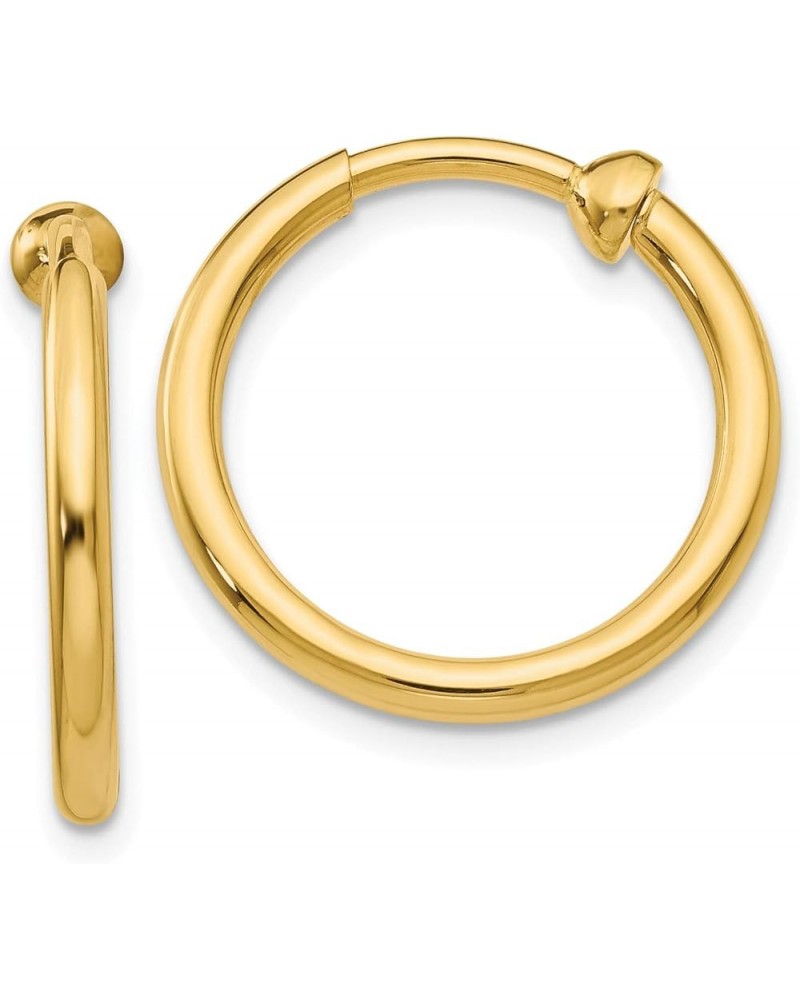 2mm Polished Non-Pierced Clip-On Hoop Earrings in Real 14k Gold Yellow Gold - 19mm $128.32 Earrings