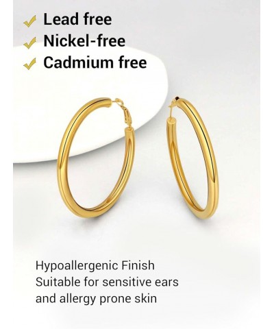 Classic Hoop Earrings for Women Stainless Steel/18K Gold Plated/Black Earrings, Chunky Hoops Earrings Size 30mm/40mm/60mm/80m...