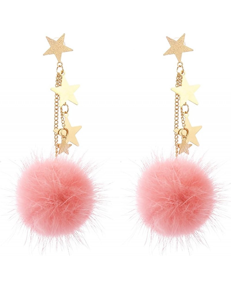 Pom Pom Earrings for Women Trendy Butterfly Puffy Dangle Earrings Faux Fur Ball Fluffy Earrings Rave Earrings Prom earrings P...