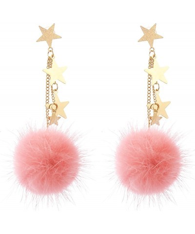 Pom Pom Earrings for Women Trendy Butterfly Puffy Dangle Earrings Faux Fur Ball Fluffy Earrings Rave Earrings Prom earrings P...