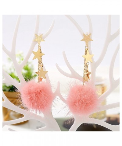 Pom Pom Earrings for Women Trendy Butterfly Puffy Dangle Earrings Faux Fur Ball Fluffy Earrings Rave Earrings Prom earrings P...