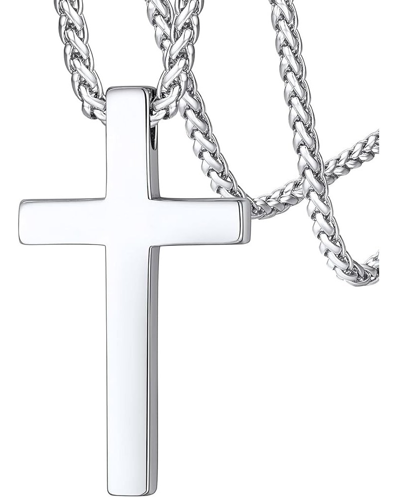 Cross Necklace for Men, Christian Crucifix Protection Amulet Pendant Necklace Stainless Steel Jewelry for Women 01. Classic-S...