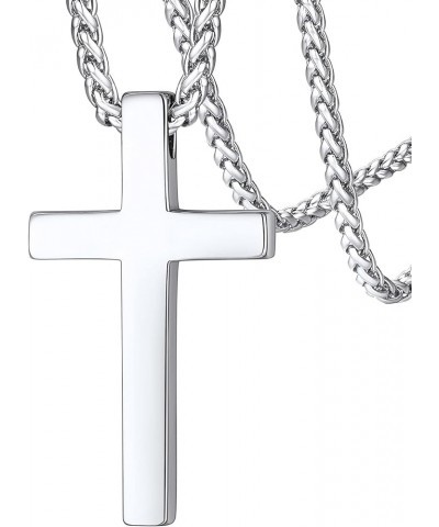 Cross Necklace for Men, Christian Crucifix Protection Amulet Pendant Necklace Stainless Steel Jewelry for Women 01. Classic-S...