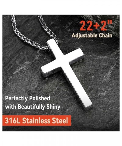 Cross Necklace for Men, Christian Crucifix Protection Amulet Pendant Necklace Stainless Steel Jewelry for Women 01. Classic-S...