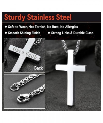 Cross Necklace for Men, Christian Crucifix Protection Amulet Pendant Necklace Stainless Steel Jewelry for Women 01. Classic-S...