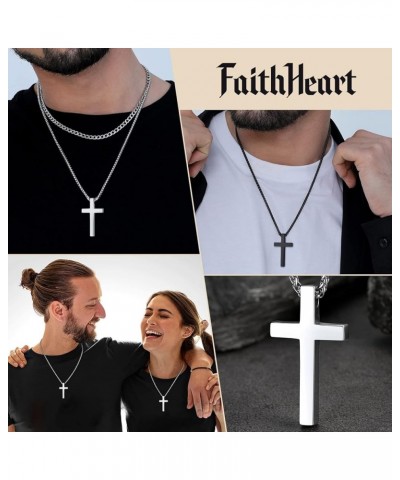 Cross Necklace for Men, Christian Crucifix Protection Amulet Pendant Necklace Stainless Steel Jewelry for Women 01. Classic-S...