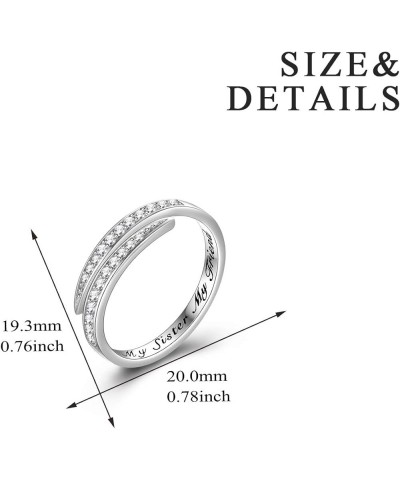 925 Sterling Silver Ring Cubic Zirconia Band Inspirational Jewelry Christmas Gift for Women Girls My Sister My Friend $15.68 ...