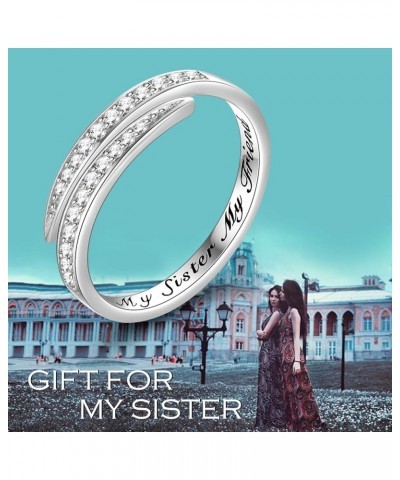 925 Sterling Silver Ring Cubic Zirconia Band Inspirational Jewelry Christmas Gift for Women Girls My Sister My Friend $15.68 ...