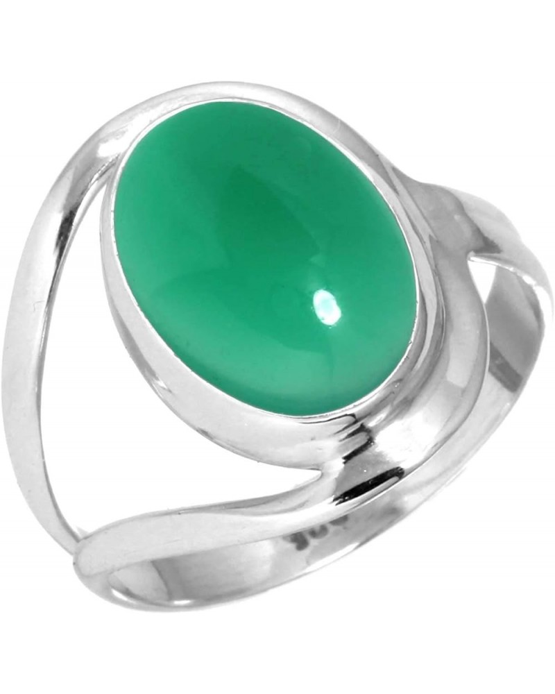 925 Sterling Silver Handmade Ring for Women 10x14 Oval Gemstone Statement Jewelry for Gift (99021_R) Green Onyx $19.71 Rings