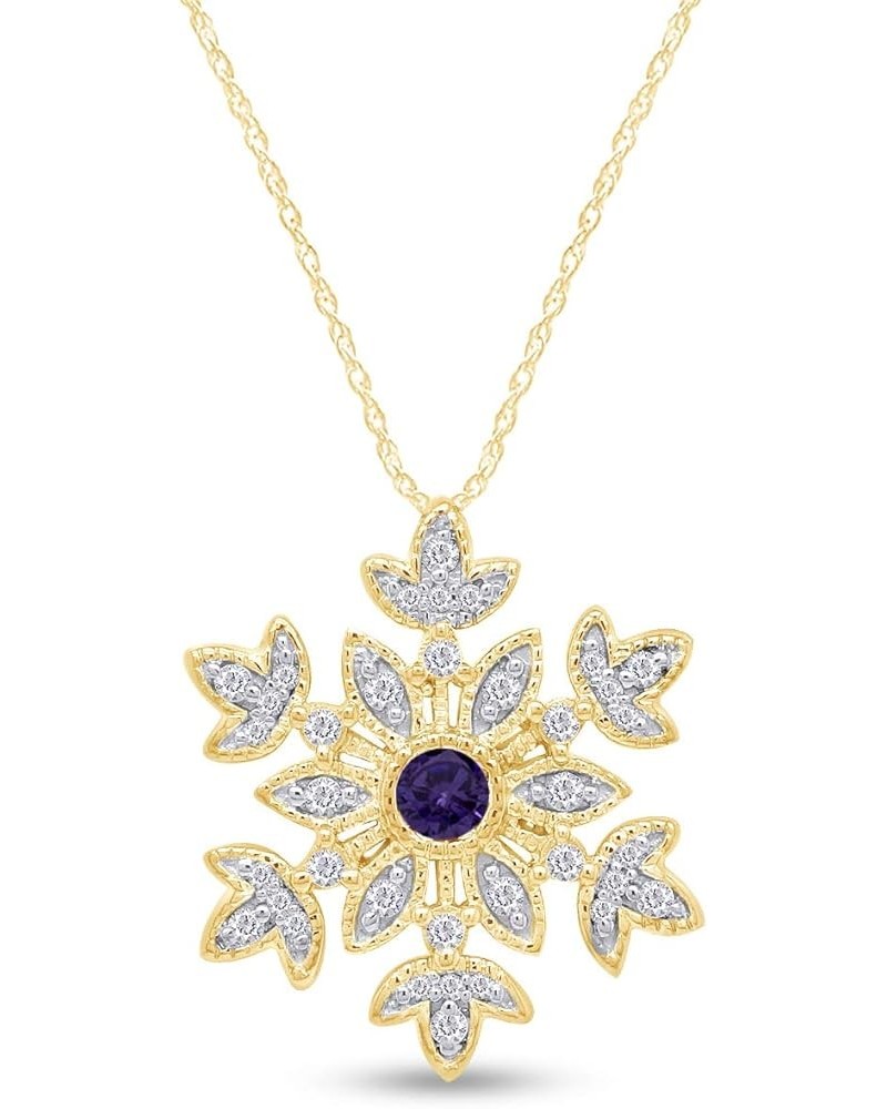 Round Cut White CZ Snowflake Pendant Necklace in 14K Gold Over Sterling Silver Yellow-Gold-plated-silver : Alexandrite $23.45...