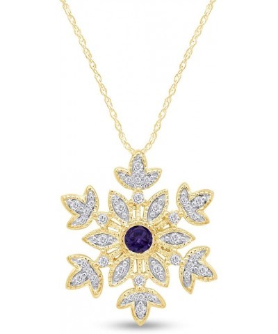 Round Cut White CZ Snowflake Pendant Necklace in 14K Gold Over Sterling Silver Yellow-Gold-plated-silver : Alexandrite $23.45...