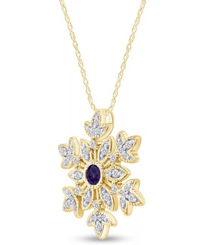 Round Cut White CZ Snowflake Pendant Necklace in 14K Gold Over Sterling Silver Yellow-Gold-plated-silver : Alexandrite $23.45...