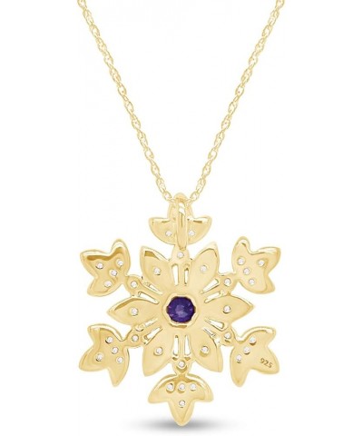 Round Cut White CZ Snowflake Pendant Necklace in 14K Gold Over Sterling Silver Yellow-Gold-plated-silver : Alexandrite $23.45...