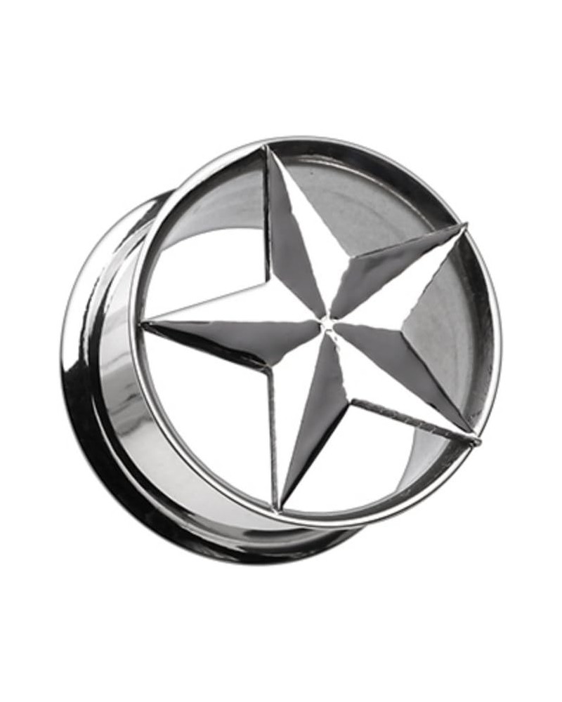 Nautical Star Hollow Steel Double Flared WildKlass Ear Gauge Plug (Sold as Pairs) 1/2" (12.5mm) $11.75 Body Jewelry