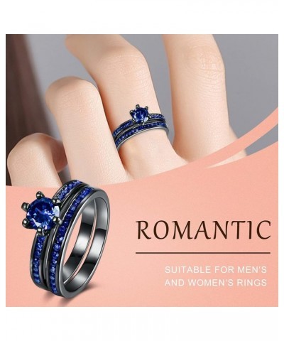 2Pcs Lady Wedding Bands Engagement Ring Square Cut Cubics Zirconia Rings Bridal Ring Exquisite Jewelry Sets (Purple, 7) Blue ...