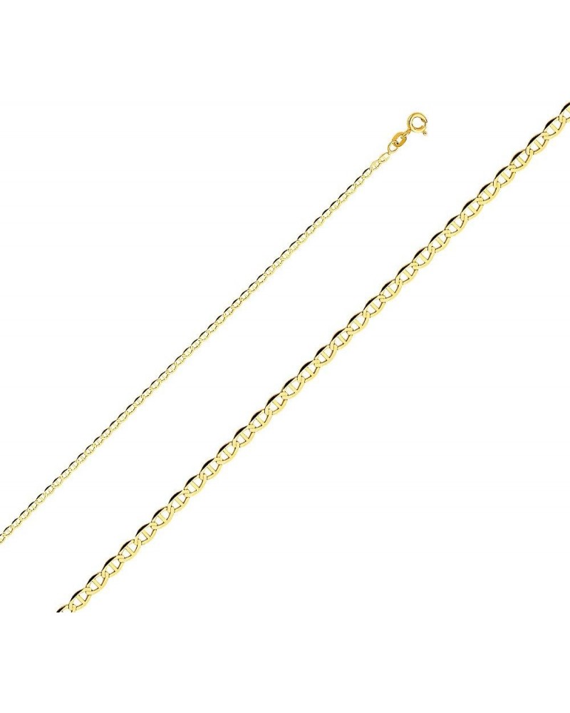 14K Yellow Solid Gold 2mm Flat Mariner Chain Necklace with Spring Ring Clasp 20.0 Inches $60.72 Necklaces