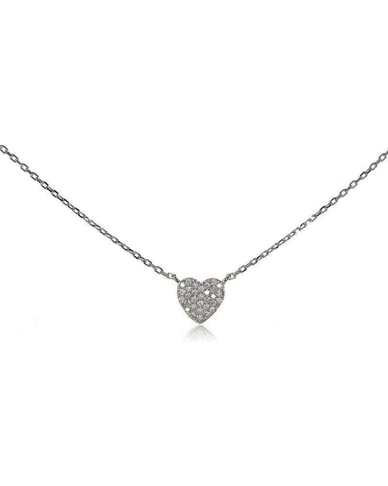 925 Sterling Silver Cubic Zirconia Heart Tiny Choker Necklace for Women Teen Girls, Silver, Yellow Gold, Rose Gold Silver $13...