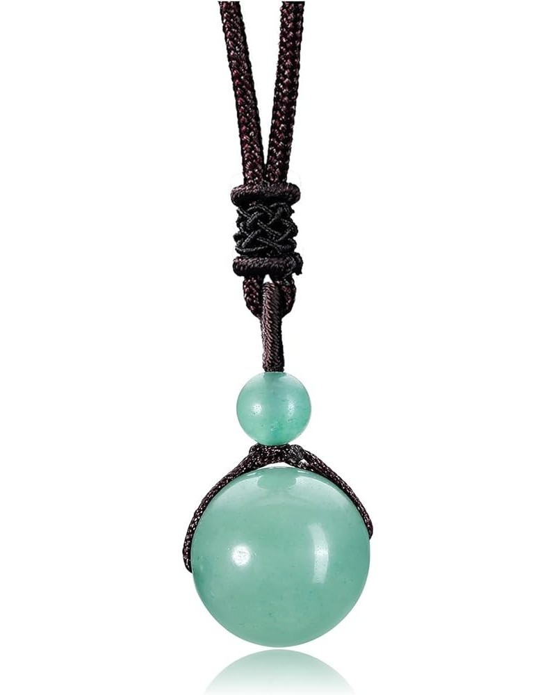 Crystal Ball Bead Pendant Necklaces Lucky Blessing Chakra Crystal Beads Necklace 16 mm Natural Green Aventurine/Opalite Stone...