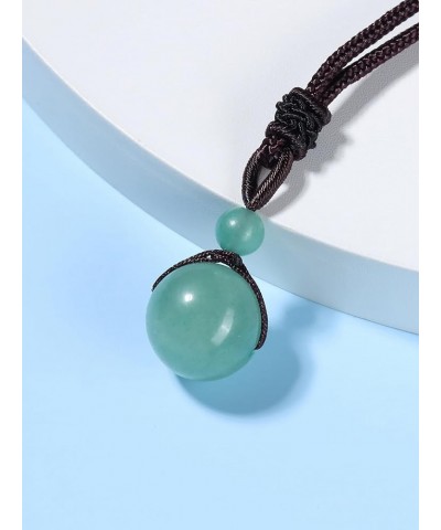 Crystal Ball Bead Pendant Necklaces Lucky Blessing Chakra Crystal Beads Necklace 16 mm Natural Green Aventurine/Opalite Stone...