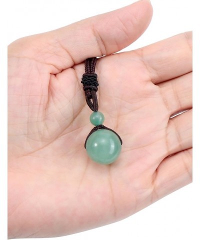 Crystal Ball Bead Pendant Necklaces Lucky Blessing Chakra Crystal Beads Necklace 16 mm Natural Green Aventurine/Opalite Stone...