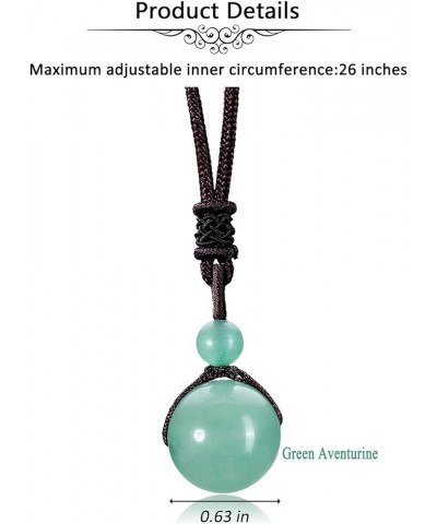 Crystal Ball Bead Pendant Necklaces Lucky Blessing Chakra Crystal Beads Necklace 16 mm Natural Green Aventurine/Opalite Stone...