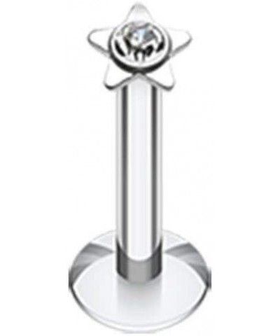 Sparkle Star Top Internally Threaded Labret 16 GA, Length: 10mm, Clear $9.17 Body Jewelry