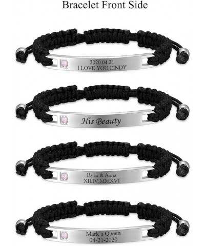 Personalized Couple Bracelets Custom His and Her Bracelet Free Engraving ID Name Date Matching Bracelets for Couple Women Men...