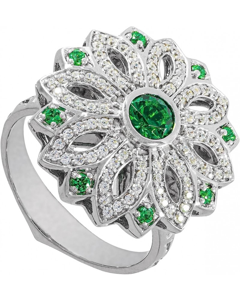 Carrington Ring Platinum Plated adorned with Emerald Cubic Zirconia 97 stones Gift Ideas for Anniversary Wedding Engagement P...