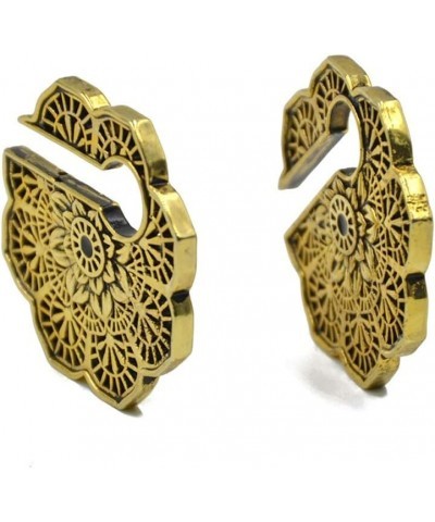 Pair Tribal Antique Gold Vintage Mandala Flower Keyhole Ear Weight Stretched Lobe Earrings Ear Expander for Women $9.85 Earrings