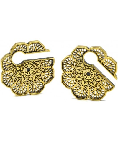 Pair Tribal Antique Gold Vintage Mandala Flower Keyhole Ear Weight Stretched Lobe Earrings Ear Expander for Women $9.85 Earrings