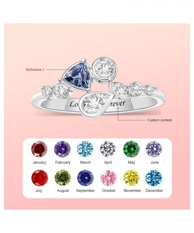 S925 Mothers Ring with 1-8 Simulated Birthstones Personalized Birthstone Ring for Women Custom Family Ring for Mother's Day A...