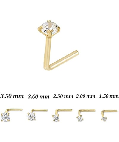 14K Solid Yellow Gold, 20 GA, L Shape Diamond Nose Stud, Micro Nose, Nose Stud, Body Jewelry Yellow Gold 3.50 ml LAB Diamond ...