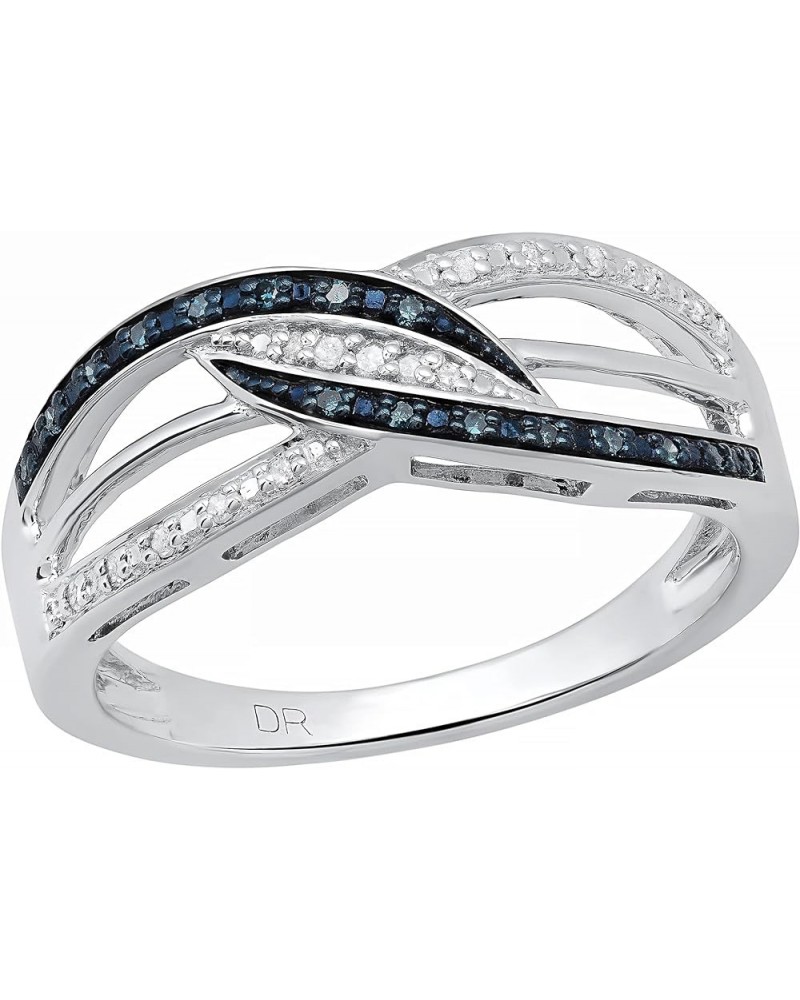 0.20 Carat (ctw) Blue & White Diamond Swirl Crossover Ring for Women in 925 Sterling Silver 8.5 $51.12 Rings