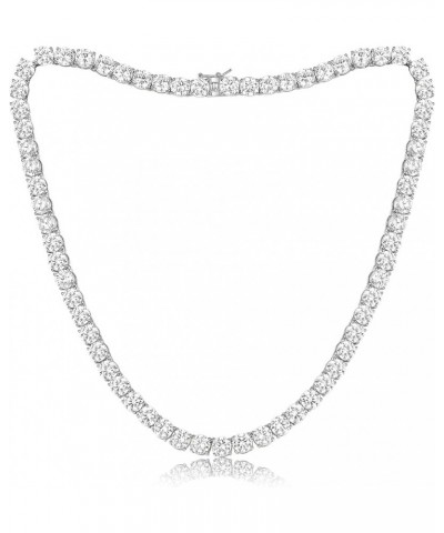 18K White Gold Plated 6.0mm Round Cubic Zirconia Classic Tennis Necklace for Women and Men 24 $21.75 Necklaces