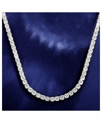 18K White Gold Plated 6.0mm Round Cubic Zirconia Classic Tennis Necklace for Women and Men 24 $21.75 Necklaces