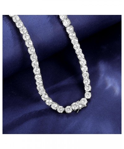 18K White Gold Plated 6.0mm Round Cubic Zirconia Classic Tennis Necklace for Women and Men 24 $21.75 Necklaces