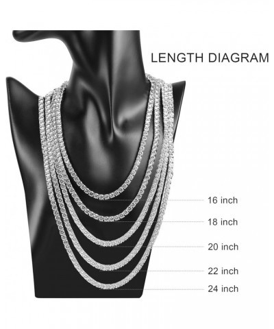 18K White Gold Plated 6.0mm Round Cubic Zirconia Classic Tennis Necklace for Women and Men 24 $21.75 Necklaces