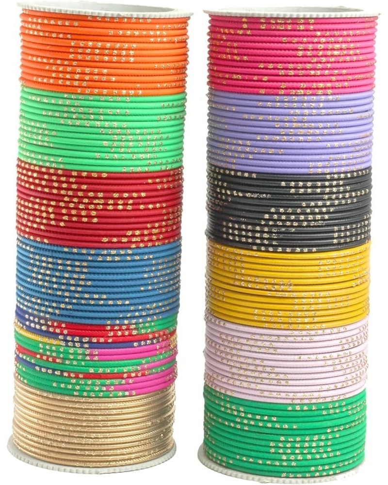 Indian Bollywood Multi Color Plain Bangle Box for Women & Girls Wedding wear 144 Pcs Bangles Bracelet Churi Set Jewelry (2.8)...