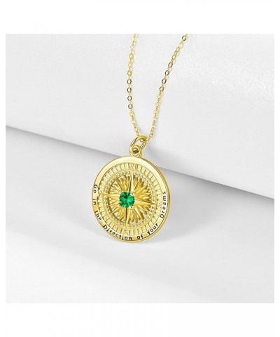 Birthstone Necklaces for Women 925 Sterling Sliver Compass Birthstone Pendant Go in the Direction of your Dream Compass Jewel...