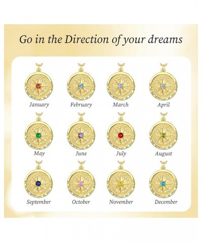 Birthstone Necklaces for Women 925 Sterling Sliver Compass Birthstone Pendant Go in the Direction of your Dream Compass Jewel...