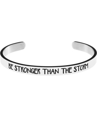 Inspirational Bracelets for Women Stainless Steel Mantra Cuff Bangle for Her 1pcs-Be stronger than the storm $8.53 Bracelets