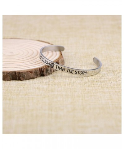 Inspirational Bracelets for Women Stainless Steel Mantra Cuff Bangle for Her 1pcs-Be stronger than the storm $8.53 Bracelets