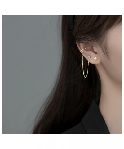 925 Sterling Silver Asymmetric Cuff Earrings Studs for Women Teens Cross Studs Earrings Crawler Earrings Wrap Gold $9.17 Earr...