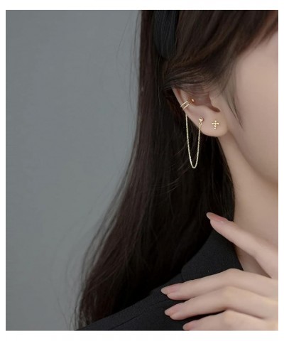 925 Sterling Silver Asymmetric Cuff Earrings Studs for Women Teens Cross Studs Earrings Crawler Earrings Wrap Gold $9.17 Earr...