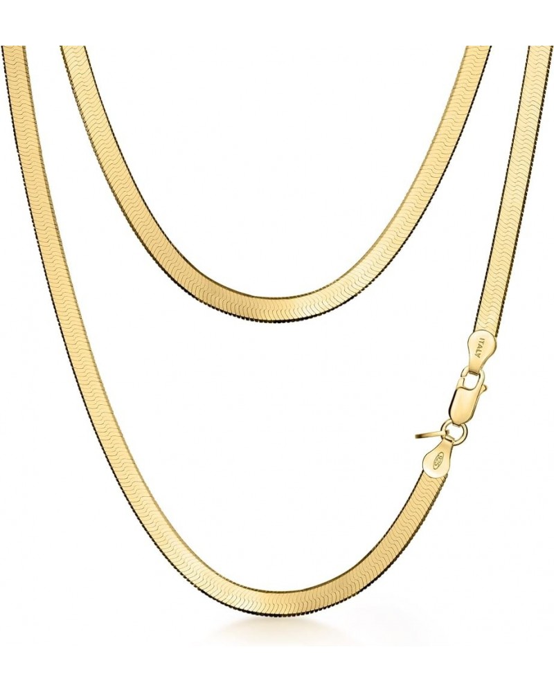 Women's 925 Sterling Silver Flat Snake Chain 18 Inches Gold Plated - 4.5 mm $20.35 Necklaces